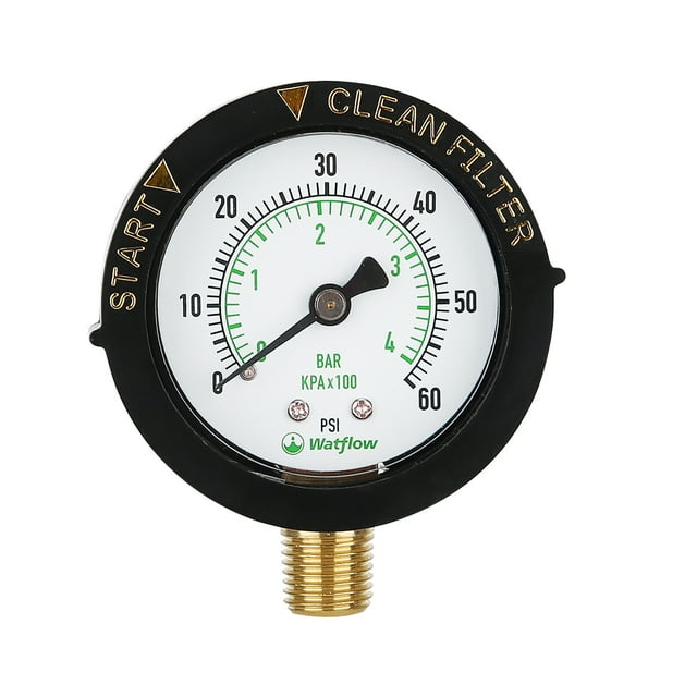Watflow 2" Start and Clean Filter Pressure Gauge, Water Pressure Gauge