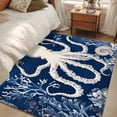 thumbnail image 4 of 3'x5' Area Rugs, Beige Octopus Coastal Indoor Outdoor Area Rug for Living Room Bedroom, Navy Blue Nautical Ocean Coral Washable Bathroom Rugs Kitchen Floor Carpet Mats Home Decor Aesthetic, 4 of 8