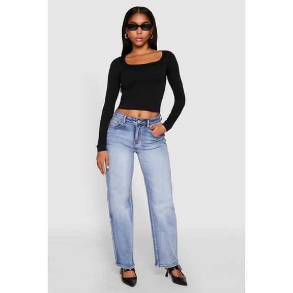 Womens WAX Straight Whiskered Jeans