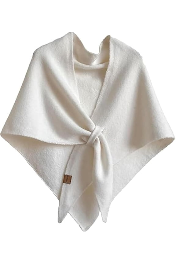 Women's Chic Shawl with Loop, Soft Oversized Scarf Wrap for Daily Wear, Solid Color Versatile Poncho Style