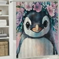 thumbnail image 6 of BCIIG Penguin Flower Crown Bathroom Decoration Set, Colorful Luxury Polyester Cloth Fashion Shower Curtain with Hooks 36"x72, 6 of 7