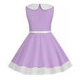 thumbnail image 5 of AJTQTH Sundress for Girls Kids Cute Doll Collar Sleeveless Tunic Gowns Colorblocked Flowy Frocks Elagant Cotton Maxi Dress for Casual Summer Party Purple 5 Years, 5 of 5