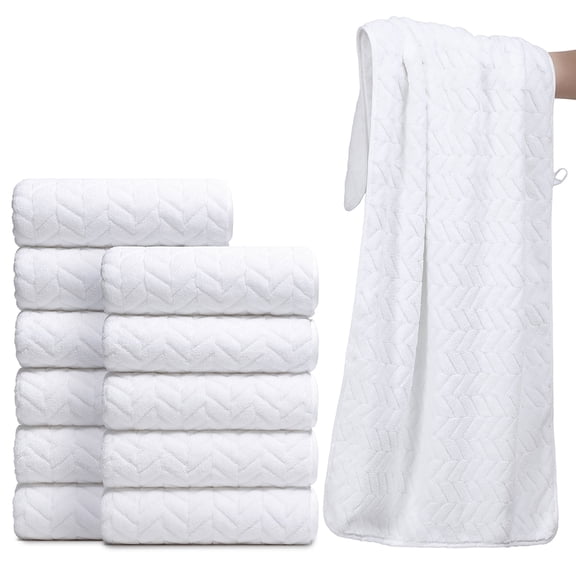 Jessy Home 12 Pack White Hand Towel Set 16"x31" Soft Highly Absorbent Quick Dry Bathroom Bath Hand Towels Microfiber Plush Towels