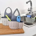 thumbnail image 6 of Sponge Holder, Kitchen Sink Caddy Sponge Holder Hang Basket with Adjustable Brush Soap Dishwashing Liquid Drainer Rack Strap Sink Drain Basket for Kitchen Sink Organizer (1Pcs Green), 6 of 7