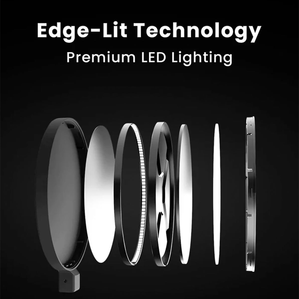 Lume Cube Edge Light 2.0 Bi-Color LED Desk Lamp with Electronic Base, Black