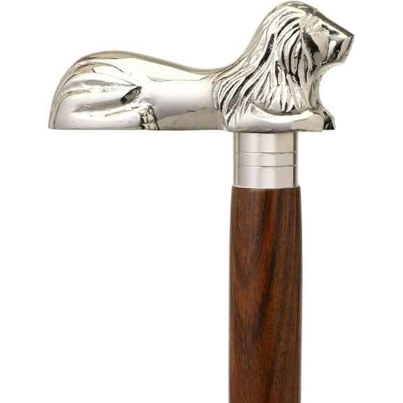 Vintage Wooden Walking Cane Wooden Walking Stick for Seniors Silver Brass Handle Rosewood Brown Shaft Cane Walking Cane for Men and Women