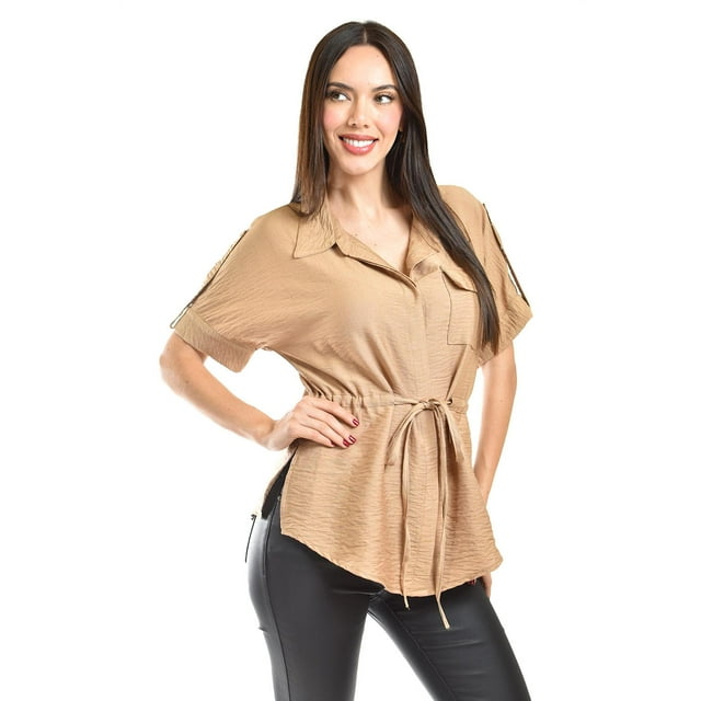 Blusa camisera ajustable Roman Fashion Juvenil 2436 Beige M