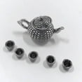 thumbnail image 4 of Set de tetera para muñecas de 6 piezas con 5 tazas de té. Accesorios de cocina vintage de hadas. plata, 4 of 9