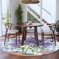 thumbnail image 4 of Round Area Rug 6 Ft, Purple Lavender Washable Non-Slip Circle Carpet for Living Room/Bedroom, Spring Daisy Butterfly Plants Watercolor Blue Low-Profile Indoor Mats Collection Rugs for Residential, 4 of 7
