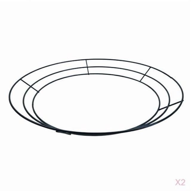 2 marcos de corona de alambre de metal con forma de anillo redondo para decoración, 40 cm/35 cm (14 pulgadas)