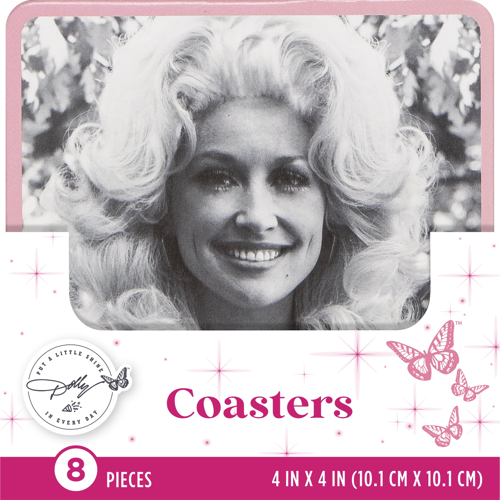 (2 pack) Dolly Parton Double Sided Multi-Color Coasters, 8 Count