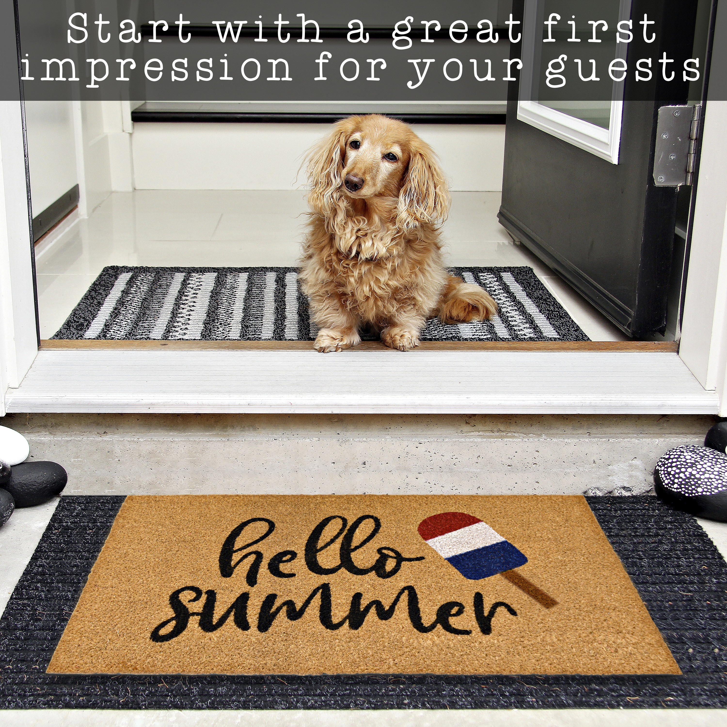 MAINEVENT Hello Summer Doormat 30x17 Inch, Summer Outdoor Welcome Mat for Outside