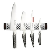 Global 5-PC G-42 Magnetic Knife Bar Set with Chef`s Knife, Vegetable Knife, Utility Knife, Paring Knife - Stainless Steel (I00048)
