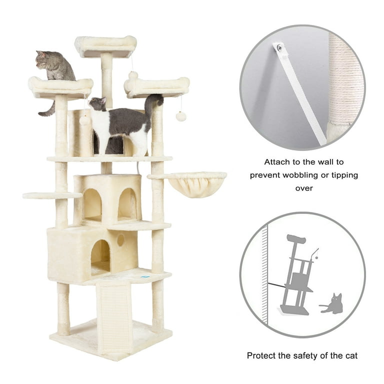 Hey-brother XL Size Cat Tree, Cat Tower with 3 Caves, 3 Cozy