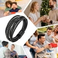 thumbnail image 7 of Mens Bracelet, Adjustable Mens Leather Bracelet with Stainless Steel Magnetic Clasp, Multi-Layer Braided Genuine Leather Bracelet for Men and Women, 7 of 7
