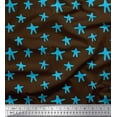 thumbnail image 1 of Soimoi Brown Rayon Fabric Starfish Ocean Print Fabric by the Yard 56 Inch Wide, 1 of 3