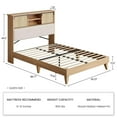 thumbnail image 3 of TROPOW Queen Bed Frame,with Shelves, Boho Queen Bed Frame with Shelf Headboard Sliding Door, Solid Wood Foundation with Silent Slats, No Box Spring Needed, Bohemian Natural Wood, 3 of 8