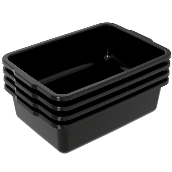 Nihenok 23 L Large Commercial Bus Bin, 4 Pack Plastic Restaurant Dish Tub, Black