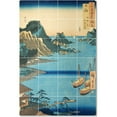 thumbnail image 1 of Ceramic Tile Mural-Utagawa Hiroshige Ukiyo-E Tile Mural Residential Construction Ideas. 17" w x 25.5" h using (24) 4.25 x 4.25 ceramic tiles, 1 of 3