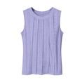 thumbnail image 3 of Wang6 Womens Plus Size Loose Tank Tops Causal Sleeveless Pleated T Shirts Summer Solid Hollow out Tops Crew Neck Tunic Tees Light Purple M, 3 of 6