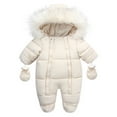 thumbnail image 6 of GYRATEDREAM Baby Winter Snowsuit Warm Hooded Puffy Coat Jacket Footed Romper Infant Jumpsuit with Gloves for Boy Girl 6-24M, 6 of 9