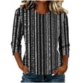 thumbnail image 2 of Juesizh T Shirts for Women Plus Size Crew Neck Shirts Trendy Loose Print 3/4 Sleeve Pullover Tee Shirts, S-5XL, 2 of 8