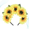 thumbnail image 4 of EeaseMX Tocado de girasol amarillo, diadema hawaiana con flores simuladas, accesorios para fotos navideñas, 4 of 8