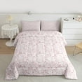 thumbnail image 2 of Homewish Pink Bow-Tie Flowers Butterflies 3 Pieces Queen Comforter Set for Female Men Adults,Dreamy Princess Ultra Soft Bedding Sets,Spring Garden Bedding Comforter Set Breathable, 2 of 8