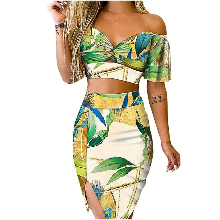 VEKDONE 2023 Clearance Elegant Hawaiian Dress Set for Women Off