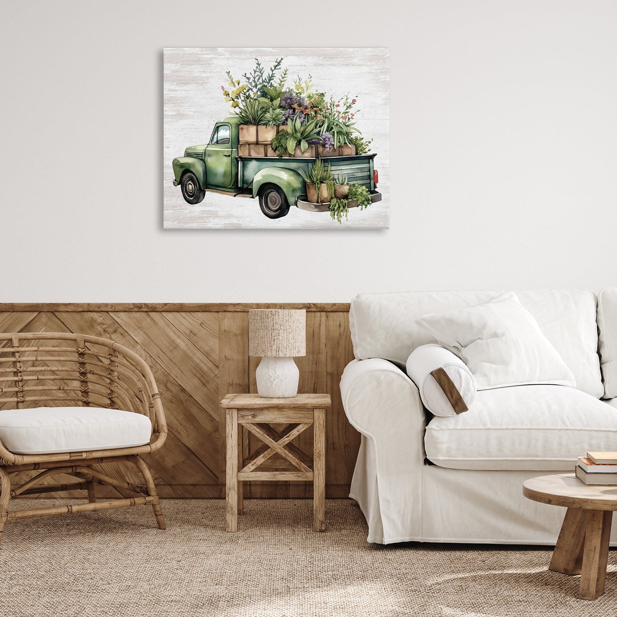 Stupell Industries Greenery Filled Truck Transportation Painting Gallery Wrapped Canvas Art Print Wall Art, 40 x 30