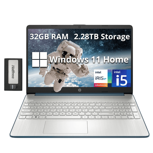 HP 15.6" Anti-glare FHD Business Laptop, Intel i5-1235U, 32GB RAM, 2.28TB Storage(2TB SSD+288GB Docking Station Set), Intel Iris Xe Graphics, Num Pad, HD Camera, WiFi, Win 11 Home, Spruce Blue