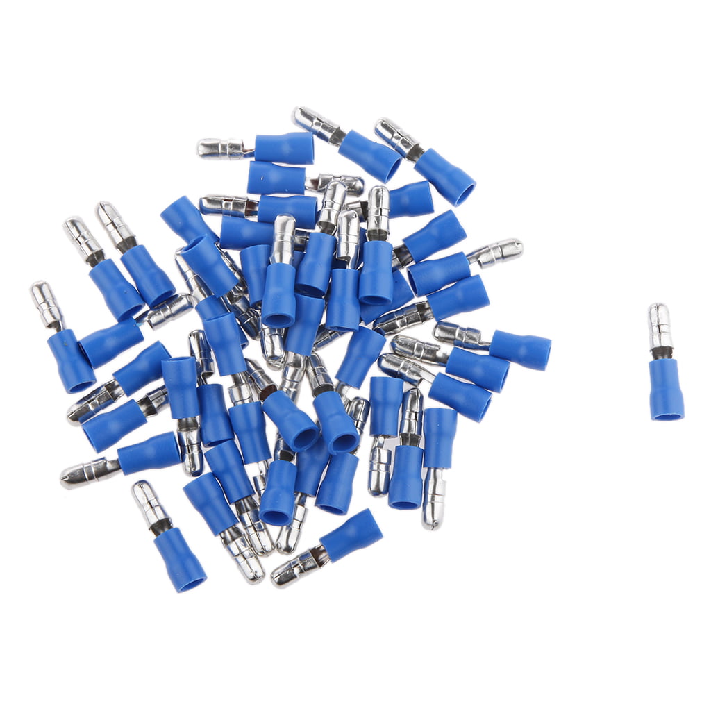 100X Fully Insulated Blue Female Electrical Wire Spade Crimp Connector Terminal 