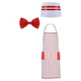 thumbnail image 1 of Kit de disfraz de camarero adulto, delantal de rayas rojas y blancas, suave, multiusos, con dos bolsillos, 1 of 7