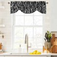 thumbnail image 4 of Black Stripe Tie Up Valances Curtain, Adjustable Kitchen Retro Abstract Art Geometric Black Stripe Waves Valances for Windows Decor, Rod Pocket Short Curtains Set for Bedroom/Bathroom, 54"x18", 4 of 9