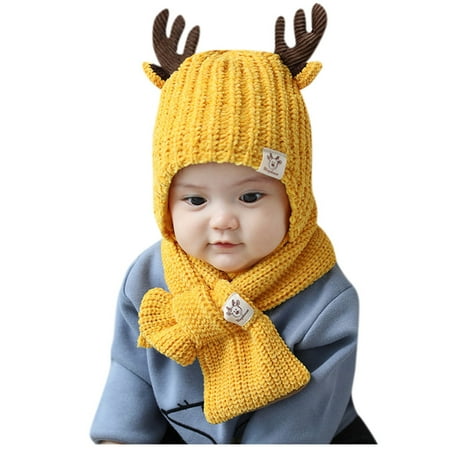 

koaiezne Cartoon Crochet Scarf Girls&Boys Toddler Baby Knit Cap Set Winter Hat Baby Care Pack Kids Hats Gamer Hat Kids