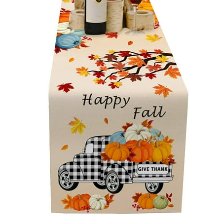 

Thanksgiving Dining Table Runner Family Reunion Fall Pumpkin Table Runner