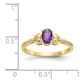 thumbnail image 3 of 10K Yellow Gold Ring Band with Stones (02) February Amethyst Oval Purple Diamond Round, Size 9, 3 of 5