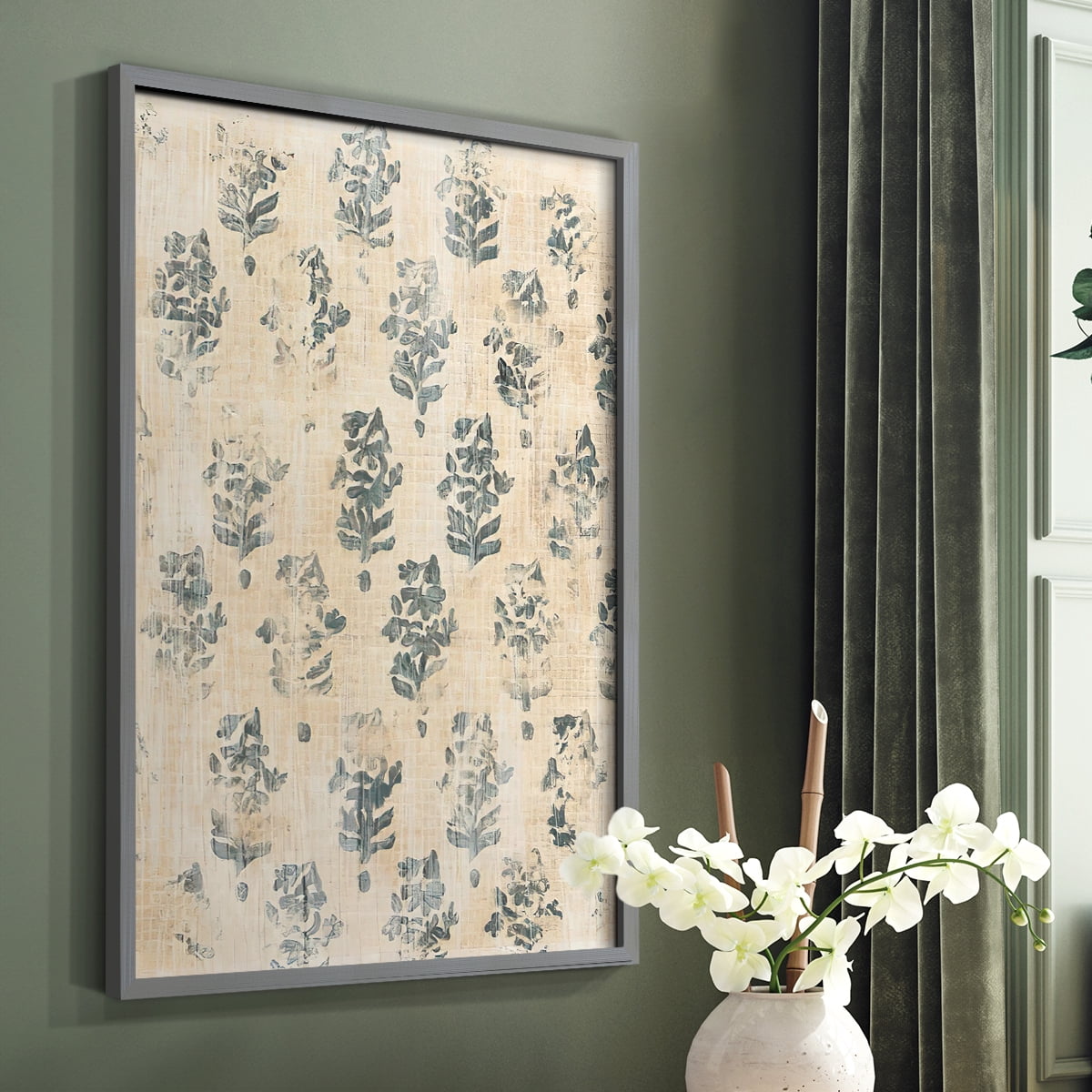 Vintage Blockprint I in Paper Solid Wood 11 x 14 Framed Print