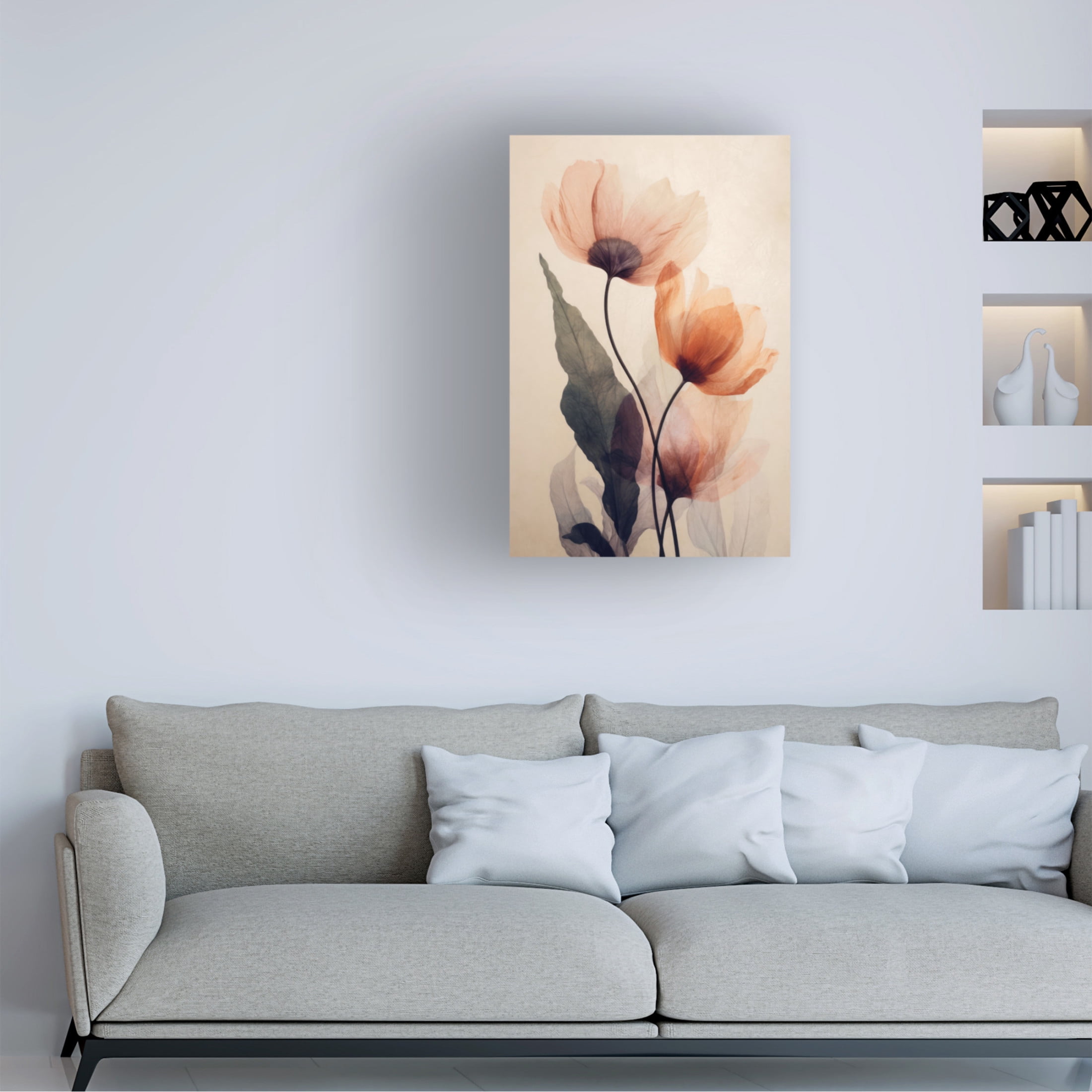 Canvas Wall Art - Treechild  'Parchmentflowersno5' Wall Art for Living Room, Bedroom, or Office Décor by Trademark Fine Art - 12 x 19 Inches