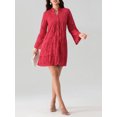 thumbnail image 6 of Elippeo Women's Embroidery Lace Shirt Dress Eyelet Hollow Out Long Sleeve Front Button V-Neck Loose Midi Dress for Party, 6 of 10