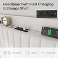 thumbnail image 5 of Frostbloom Queen Size Bed Frame with Advanced Charging Hubs & Storage Shelf, Upholstered Velvet Wingback Headboard, White, 5 of 9
