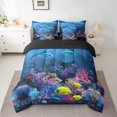 thumbnail image 2 of Dolphin Bed In A Bag Twin Coral Reef Coastal Comforter Set 7 Piece ,Ocean Animal Bedding Set Underwater World Bed Sheets Set With Comforter, 2 of 4