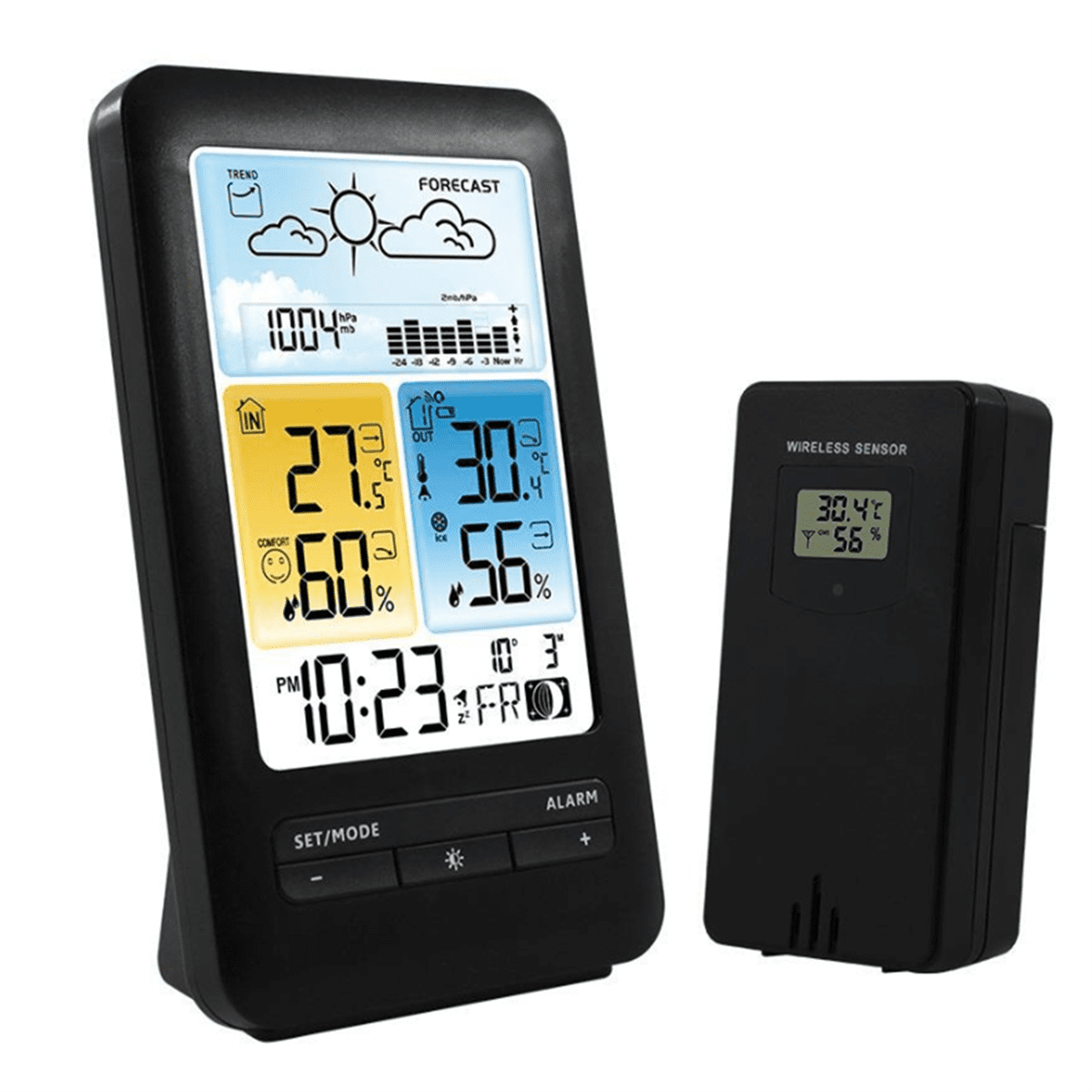 Wireless Digital Display Weather Station Thermometer, Temperature and Humidity Alarm Clock, Weather Forecast Sensor