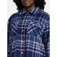 thumbnail image 4 of Terra & Sky Women's Plus Longline Brushed Plaid Shacket, Midweight, Sizes 0X-5X, 4 of 5
