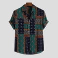 thumbnail image 3 of GZWYHT Mens Casual Button Down Shirts,Mens Shirts Mens Ethnic Style Summer Short Sleeve Loose Buttons Casual Shirt Blouse Tops Mens Dress Shirts,Big And Tall Shirts Green L, 3 of 8
