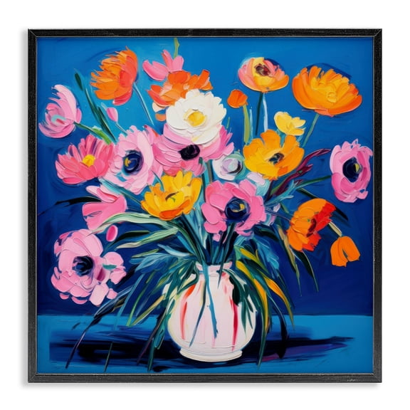 Stupell Industries Contemporary Bright Poppies Bouquet Black Framed Giclee Art, 12 x 12, by LSR Design Studio