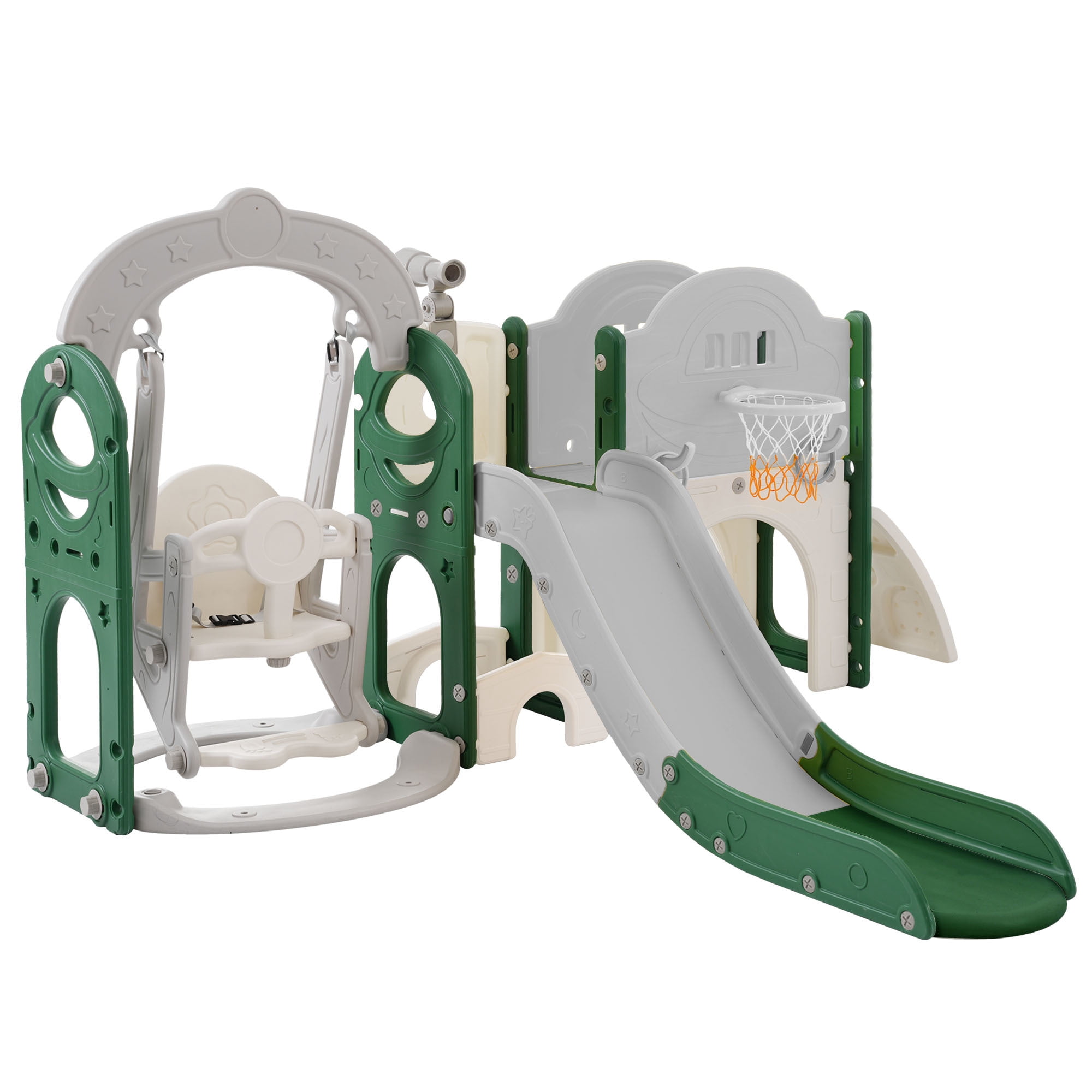 EUROCO 7 in 1 Toddler Slide and Swing Set,Toddler Climber Slide Playset With Basketball Hoop,Kids Slide for Toddlers Age 1+,Outdoor Indoor Playground for Toddlers