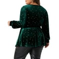 thumbnail image 4 of DARING DIVA Women's Plus V Neck Long Sleeve Gilding Metallic Stars Blouse 2X Dark Green, 4 of 6