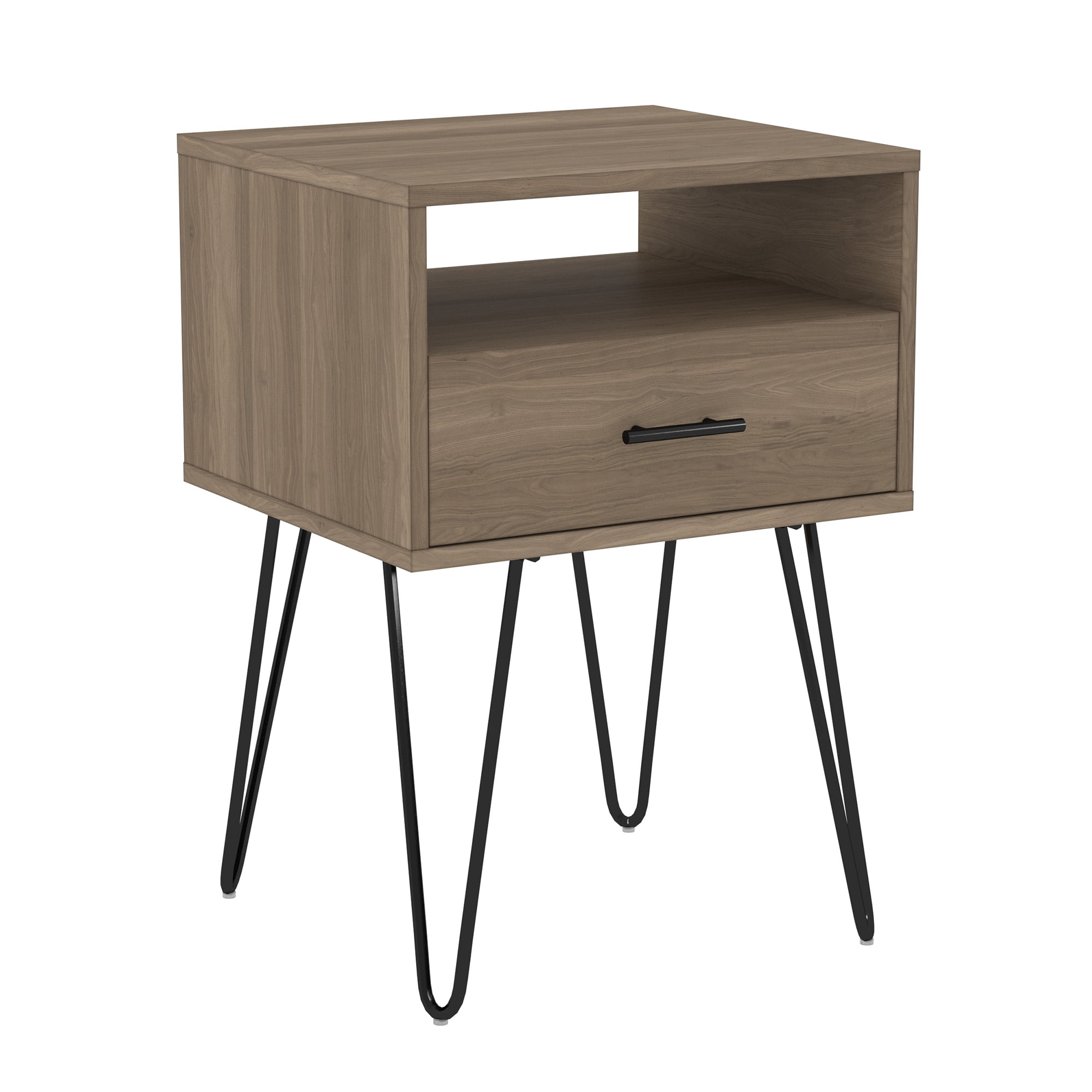 Walker Edison Mid Century Modern Hairpin Leg Nightstand, Slate Grey