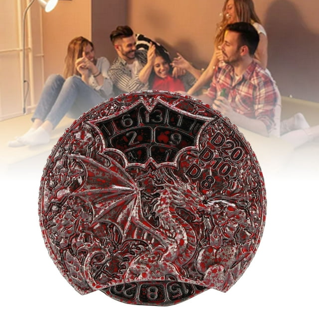 7 in 1 Spinner , Zinc Alloy Replacement Replacement Complex Dragon Patterns Fluent Rotating Compact Scratch Proof with Storage Box for Fantasy Games Antique Brass,Blood
